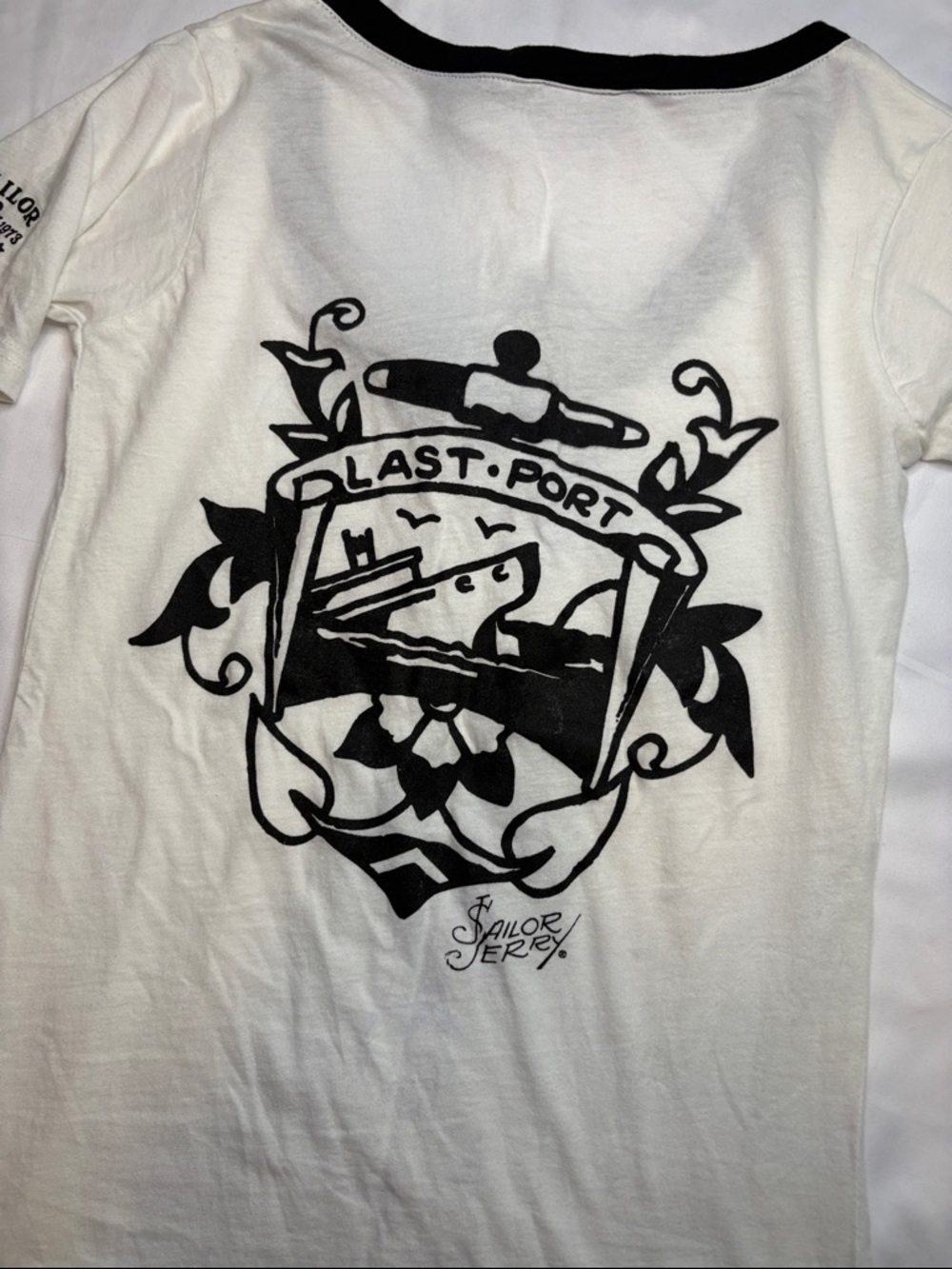Vintage Slim Fit Sailor Jerry Last Port Traditional Tattoo Style Art Graphic Tee